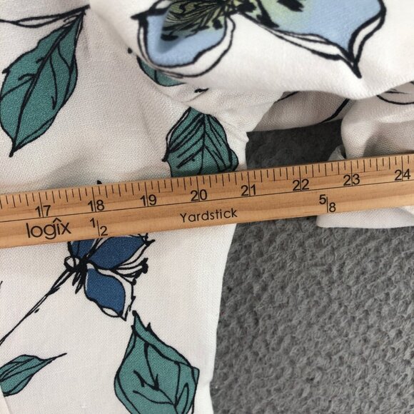 Emma James Jacket Womens 14 Blue Floral Linen Blend Button Collared 3/4 Sleeves - Picture 9 of 11